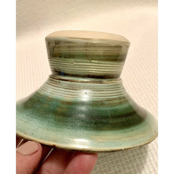 Vintage pottery ikebana vase Signed Oriental Japandi Minimalist - Picture 5 of 9